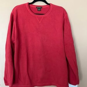 Eddie Bauer women's sweater. Dark coral colored.  Crew neck with slots on sides.